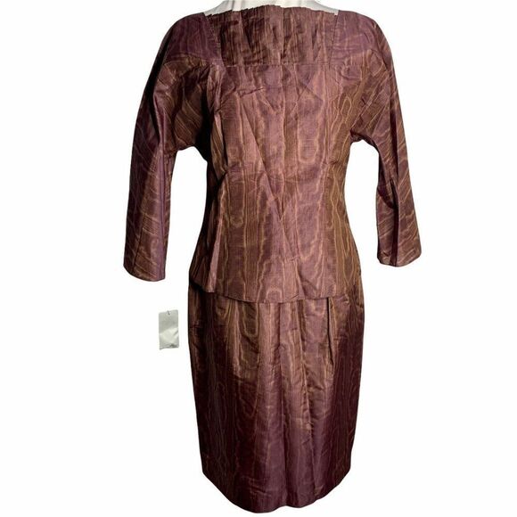 Bill Blass Moire Silk Taffeta Skirt Set S Rouge - Picture 8 of 10